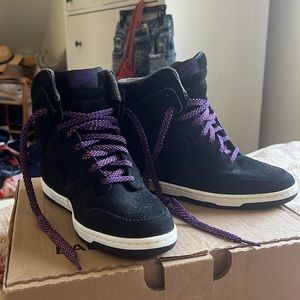 New in box. Vintage 2009 Nike Dunk Sky Hi Black/Court Purple. Size 10.